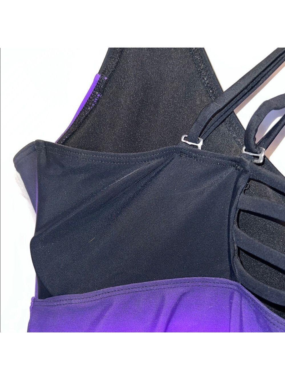Purple and Black Strappy Swim Top, Plus Size 2X - Picture 6 of 8